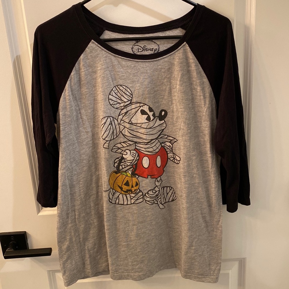 Halloween mummy Mickey Mouse gray baseball tee SZ XL